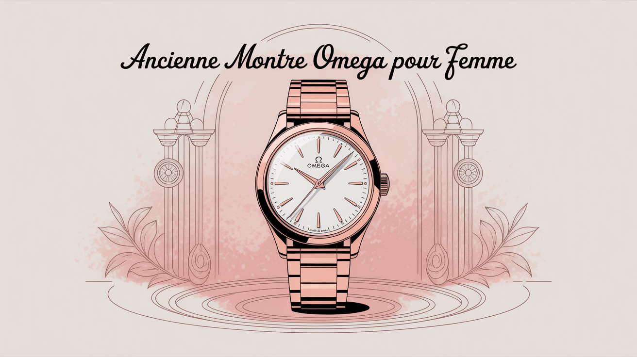 ancienne montre omega pour femme posée sur fond rétro chic