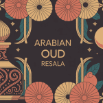 Illustration parfum arabian oud resala ambiance orientale dorée