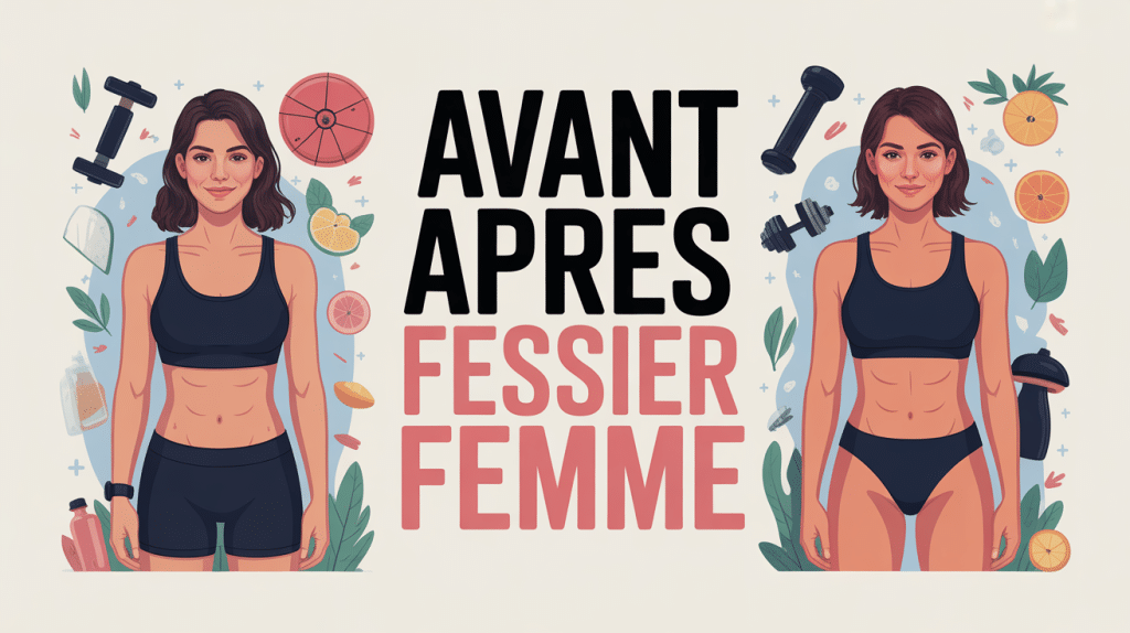 illustration fessier femme avant apres sport alimentation