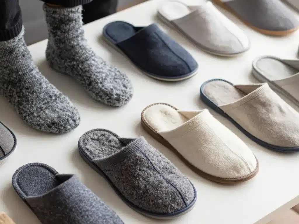 zoom matières chaussette chausson pour homme laine polaire coton