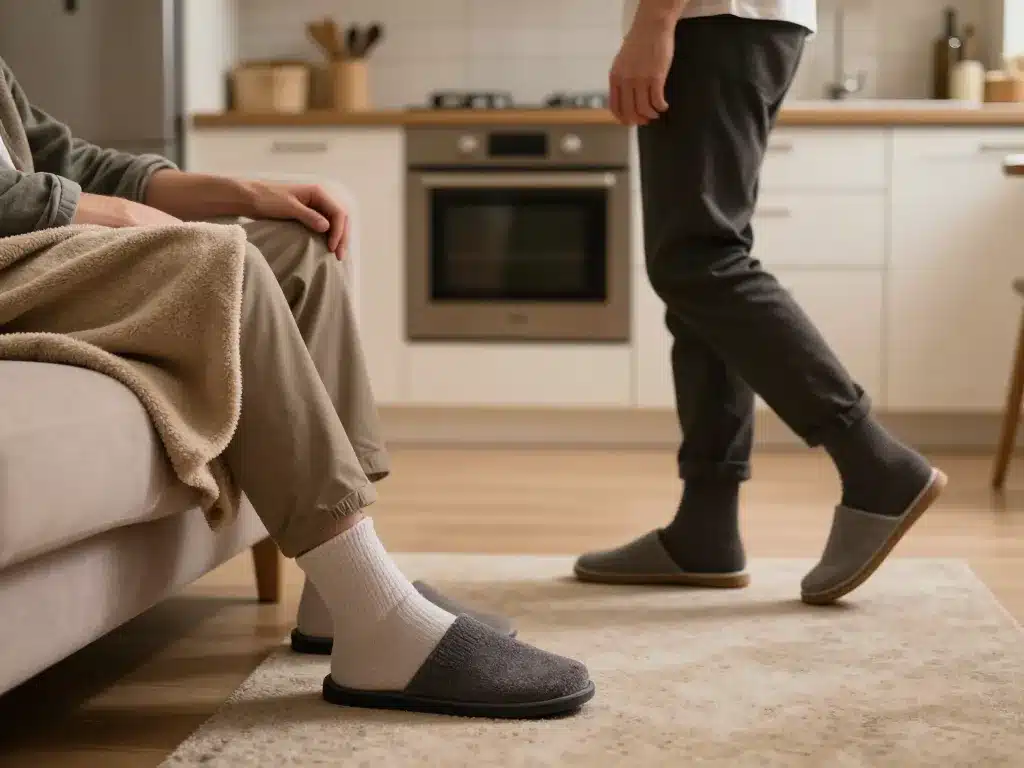 homme utilisant chaussette chausson pour homme au quotidien