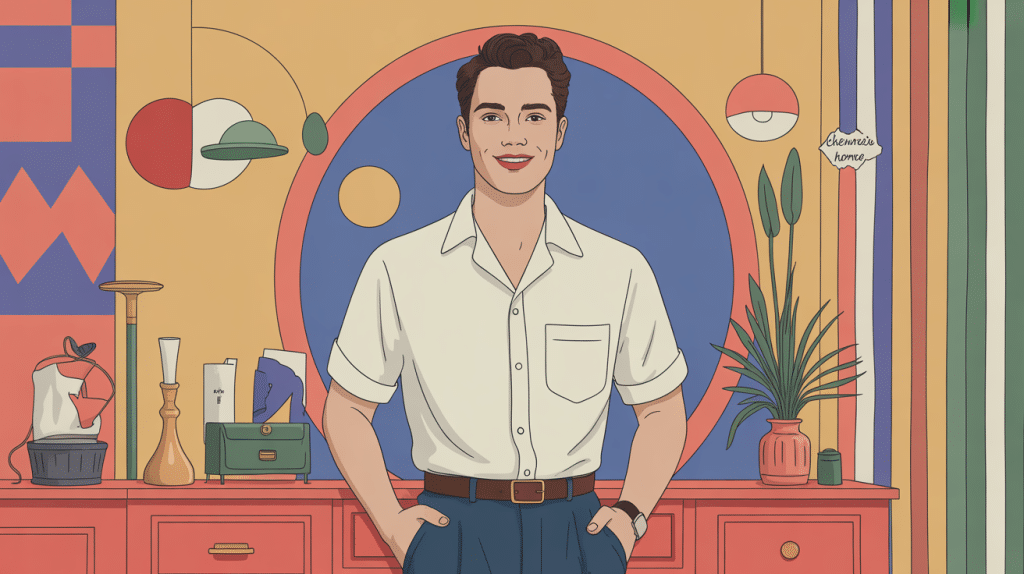 homme portant chemise retro homme décor années 50-90