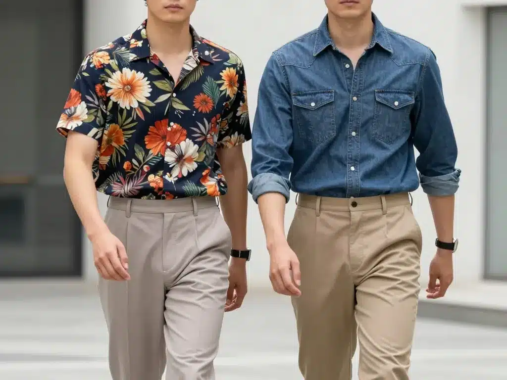 hommes modernes portant chemise vintage homme urbaine