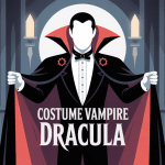 Illustration costume vampire Dracula style victorien avec accessoires gothiques