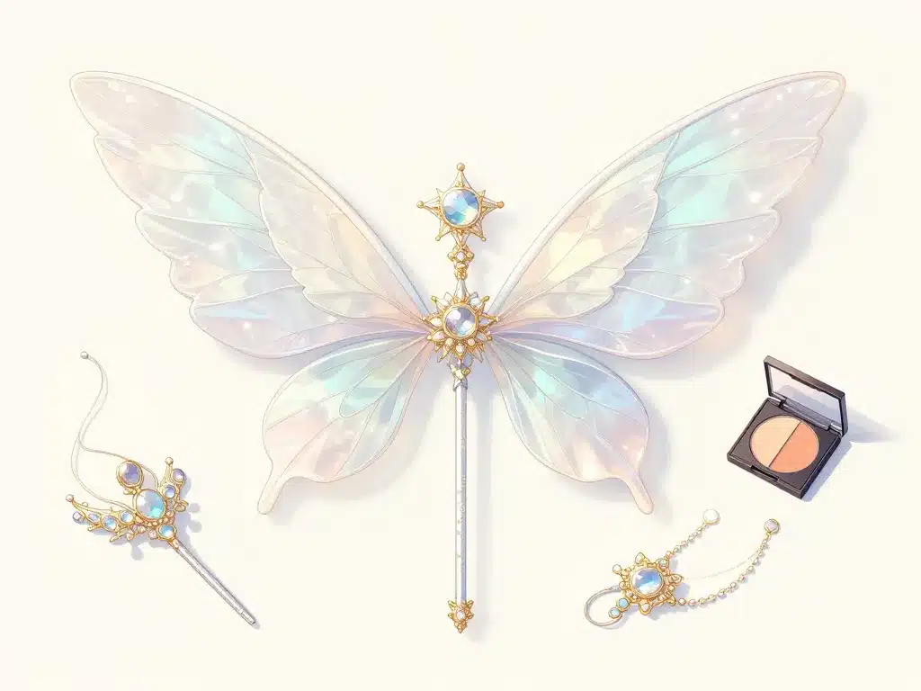 déguisement fée sexy avec ailes organza baguette bijoux maquillage