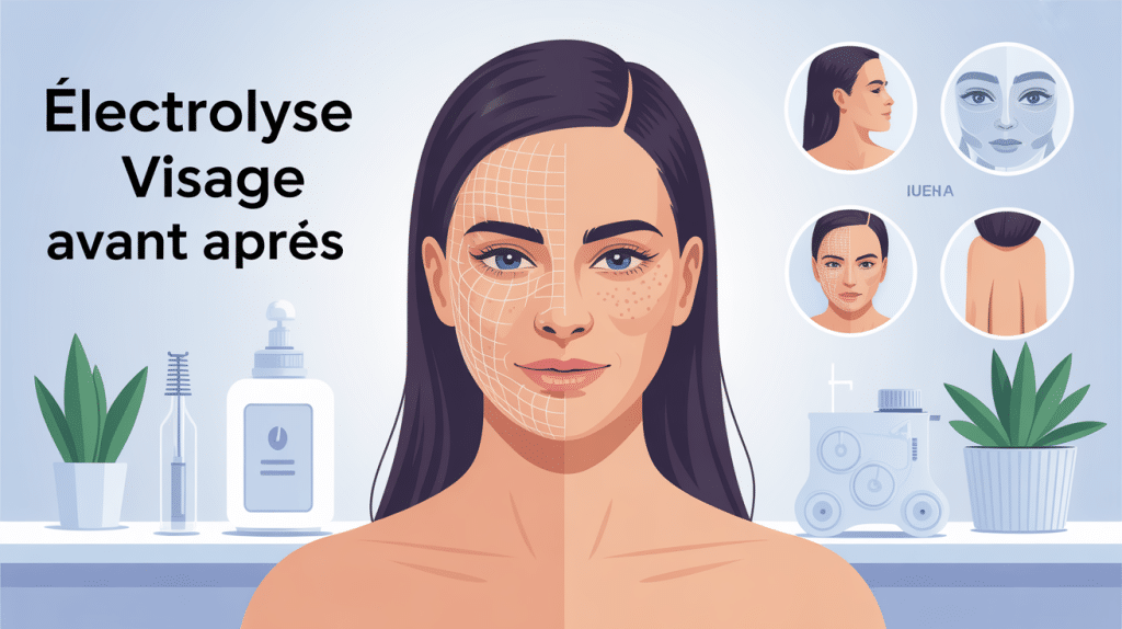illustration électrolyse visage avant / après ambiance douce