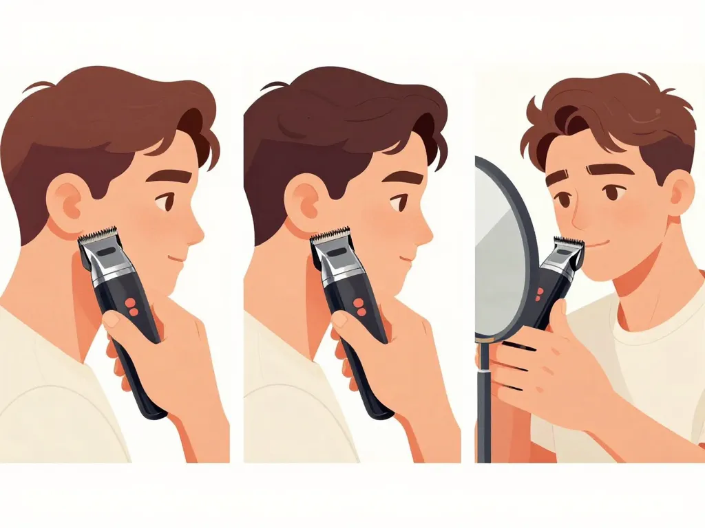 illustration étapes tailler favories barbe