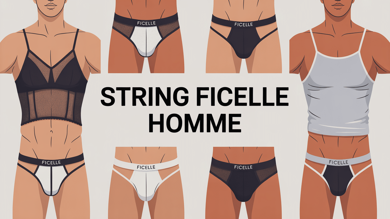 Homme en string ficelle différents modèles illustrés