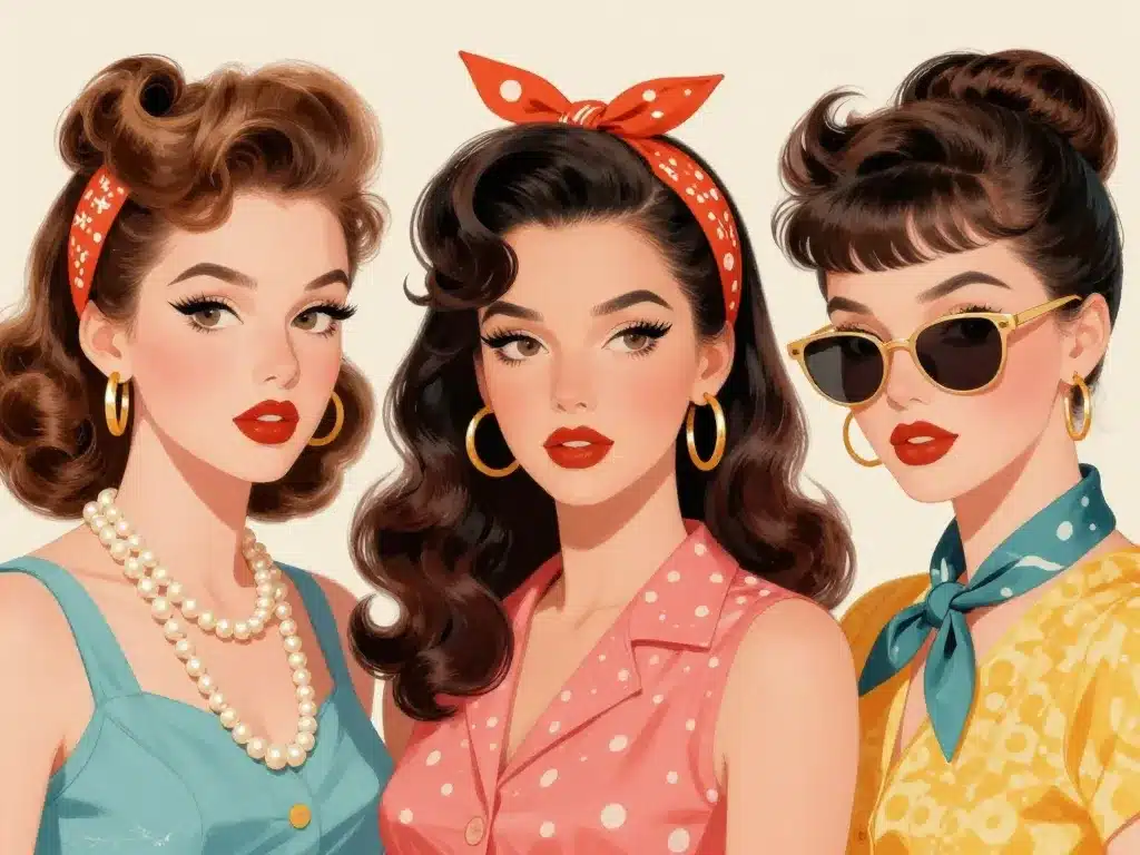 coiffure maquillage accessoires look année 50 rockabilly femme