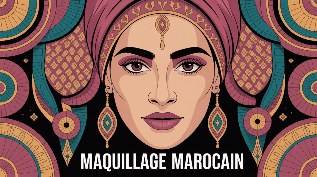 illustration visage maquillage marocain charbonneux moderne