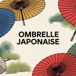 illustration ombrelle japonaise traditionnelle ouverte motifs floraux