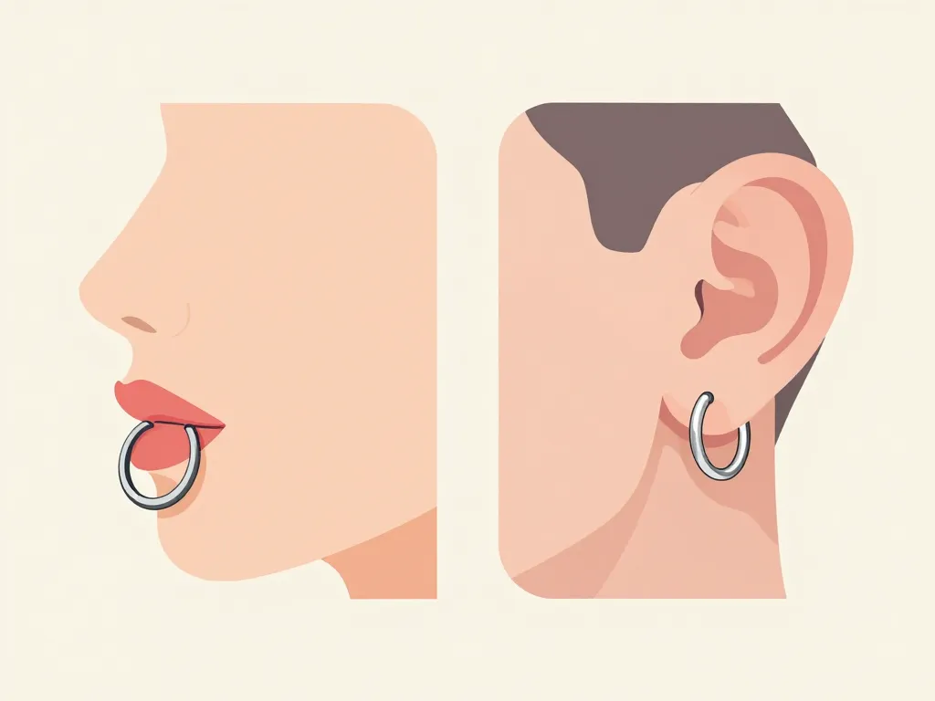 Schéma anatomique piercing anneau labret et différences