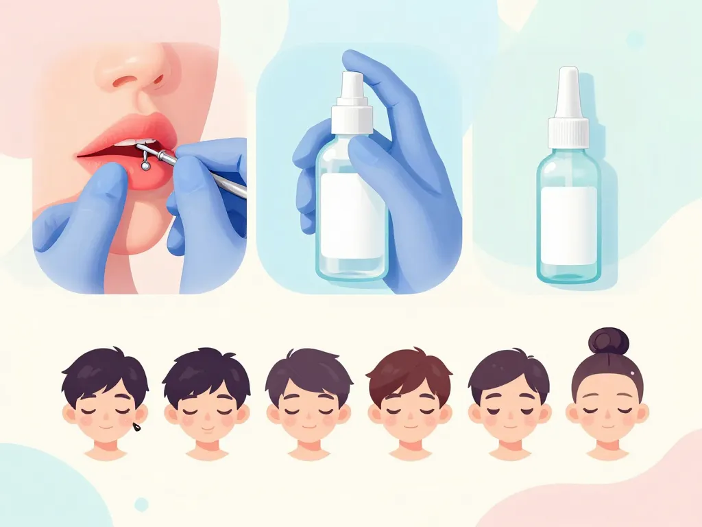 illustration timeline procedure cicatrisation piercing bas levre