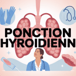 Illustration ponction thyroïde effets secondaires avec aiguille et cou