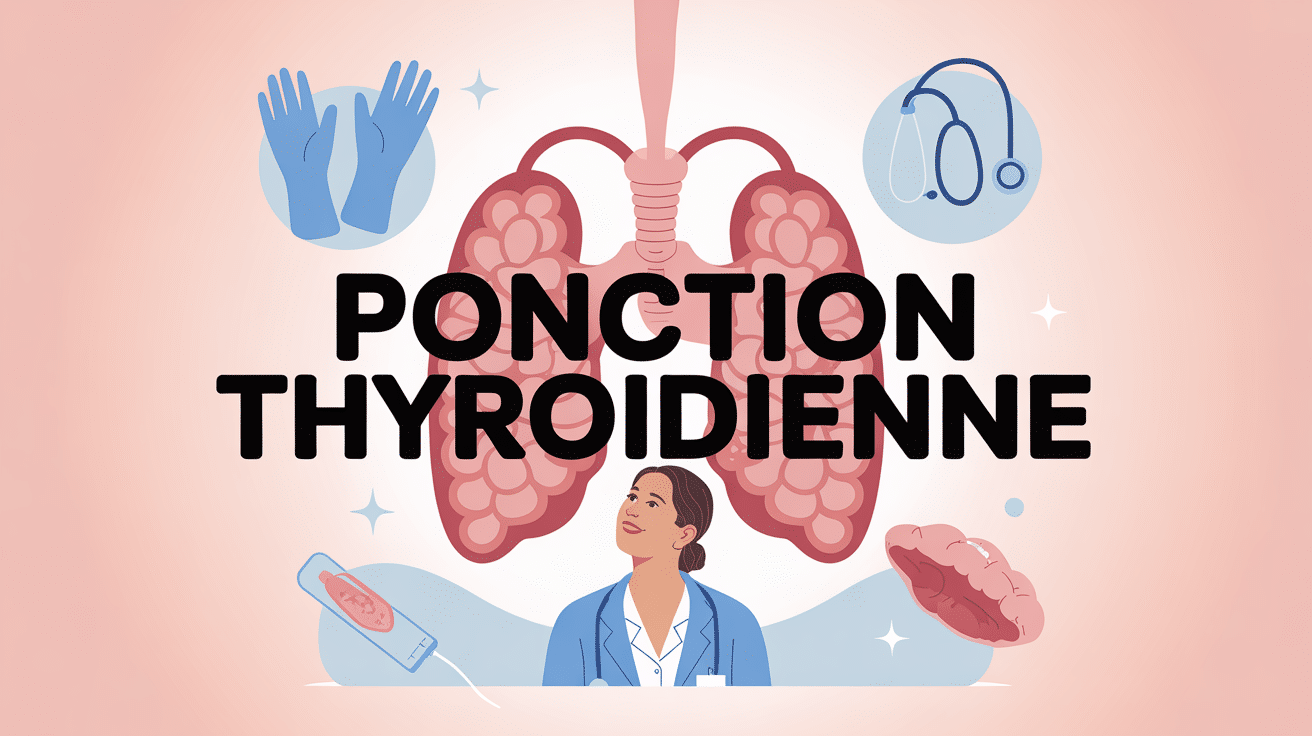 Illustration ponction thyroïde effets secondaires avec aiguille et cou
