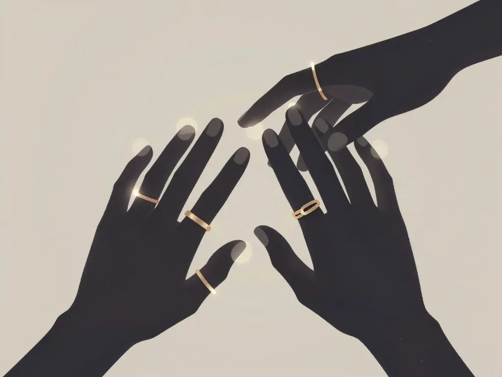 Illustration mains et bagues signification des bagues sur les doigts social