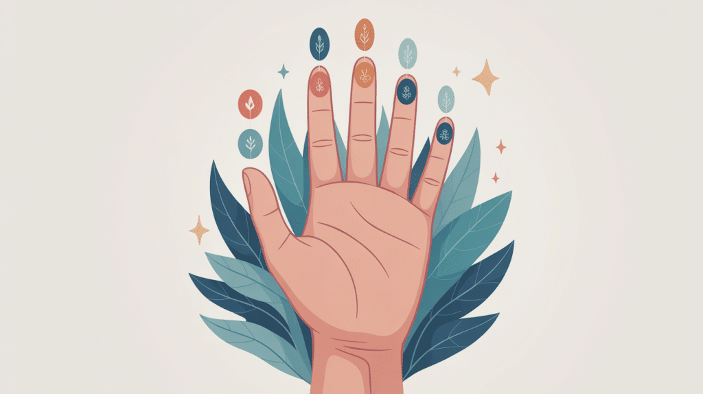 Illustration main avec bagues pour signification des bagues sur les doigts