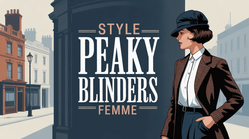 illustration style peaky blinders femme moderne blazer tweed casquette