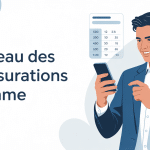 tableau des mensurations homme sur téléphone avec mètre ruban