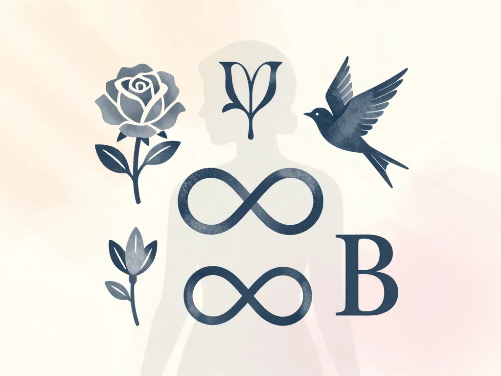 Tatouage deuil symboles rose oiseau infini silhouette