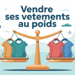 vendre ses vetements au poids sacs sur balance illustration