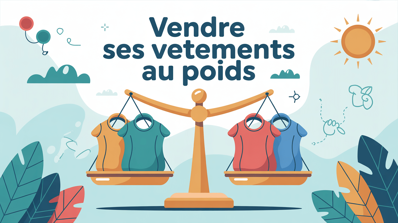 vendre ses vetements au poids sacs sur balance illustration