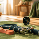 accessoires de sport sur tapis à domicile