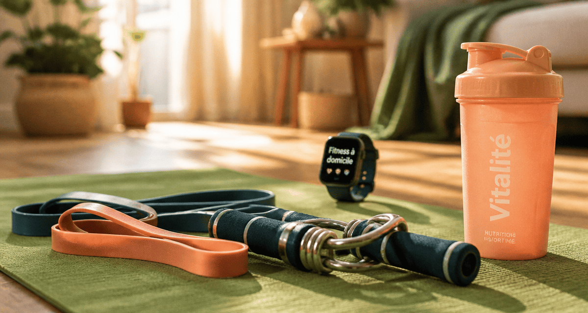 accessoires de sport sur tapis à domicile
