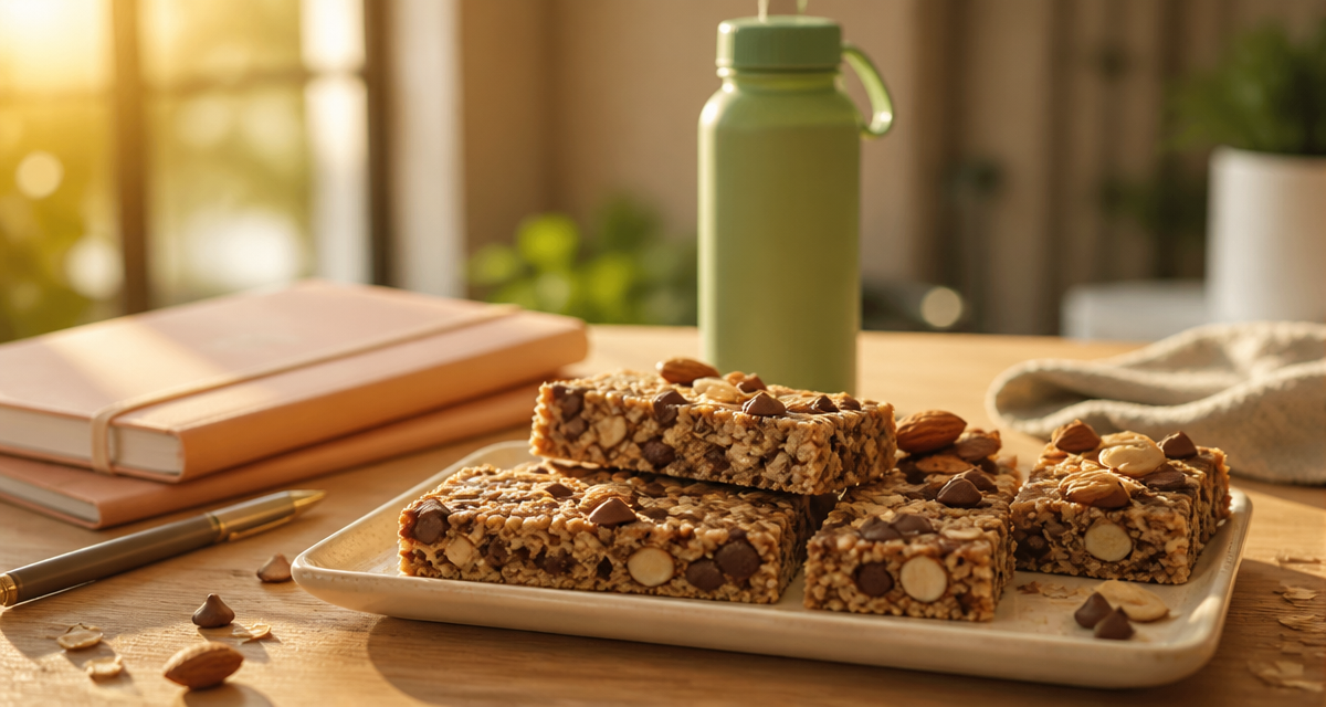 Barres de cereales proteinees maison sur table