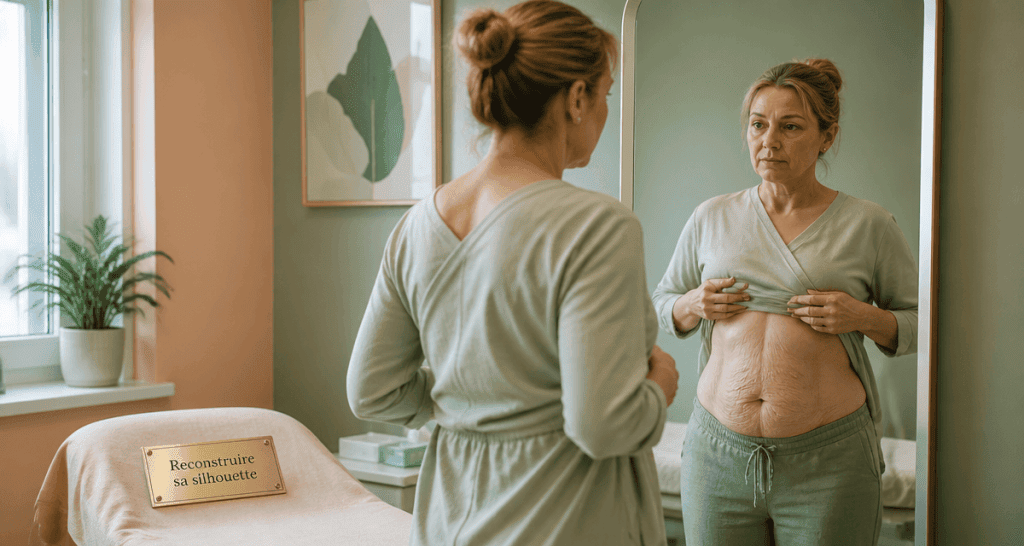 bypass avant après peau excès abdomen bras femme