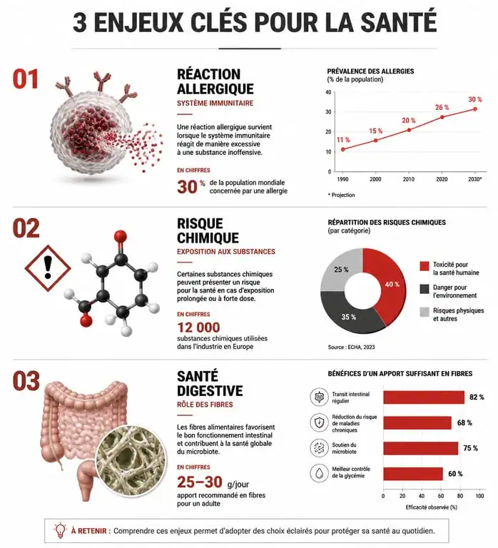 Infographie des effets secondaires et risques liés à la consommation de graines de sésame