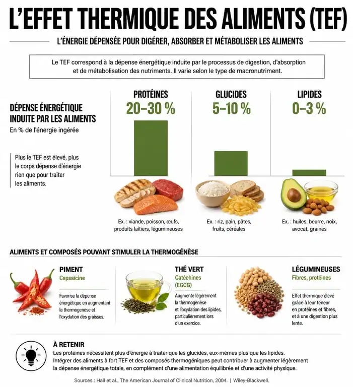 Infographie sur l'effet thermique des aliments et les aliments qui boostent le métabolisme