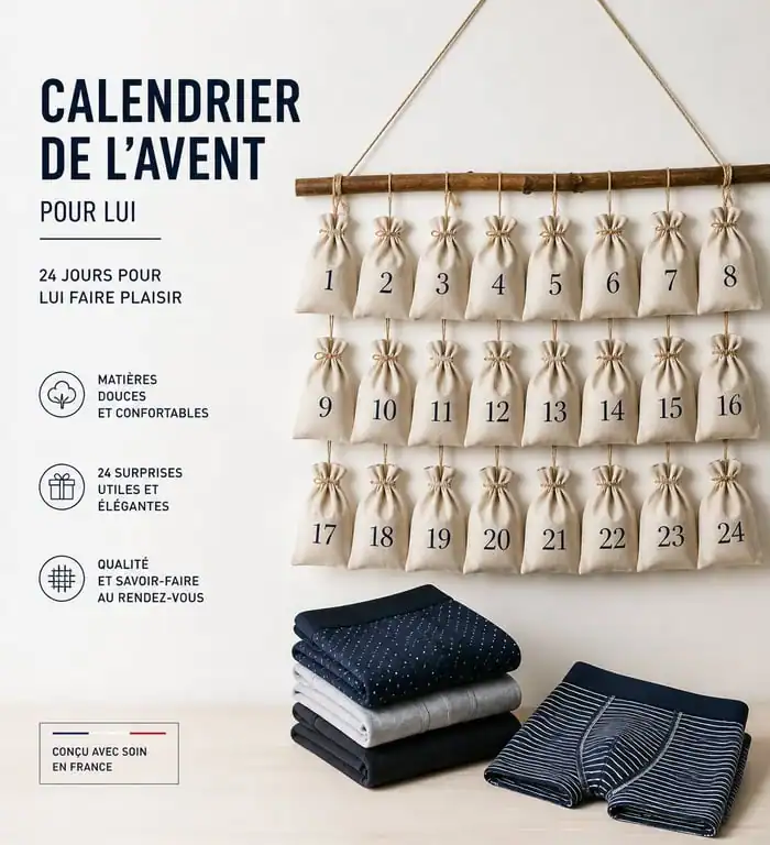 Calendrier de l'avent homme slip DIY avec pochons en tissu et sous-vêtements