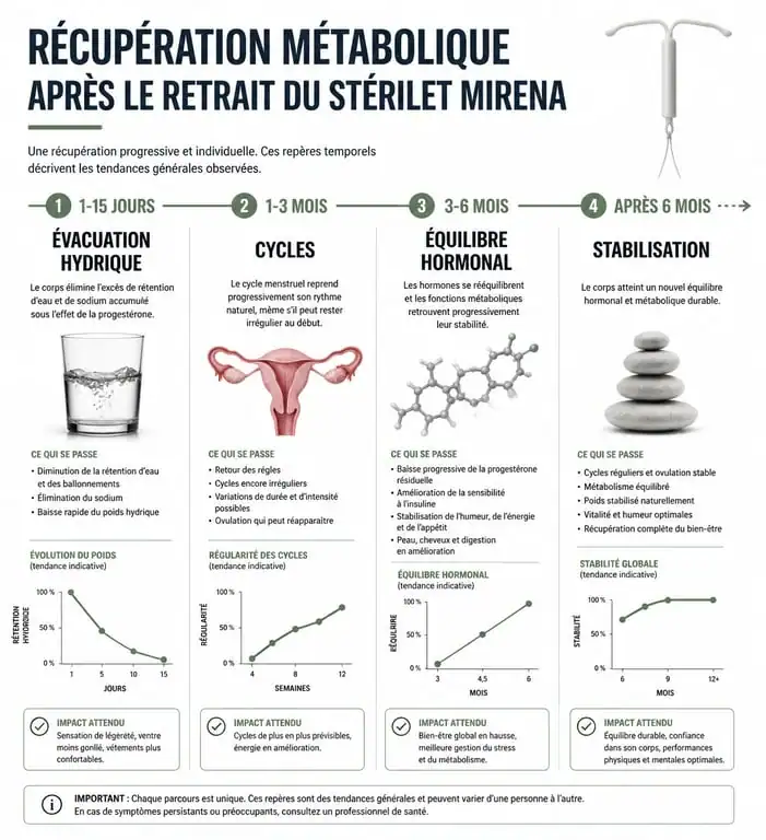 Chronologie de la perte de poids et équilibre hormonal après retrait stérilet Mirena