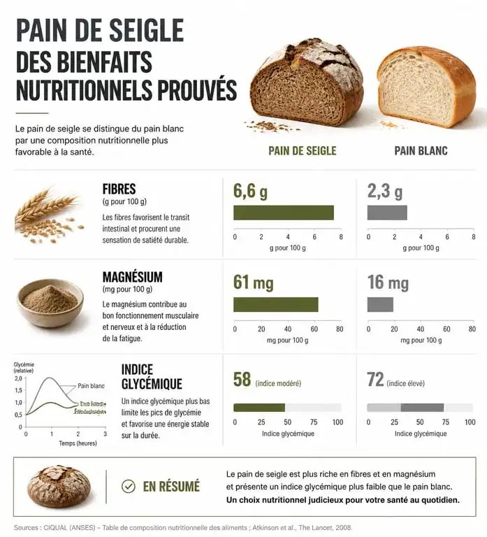 Infographie des bienfaits nutritionnels du pain de seigle pour la santé