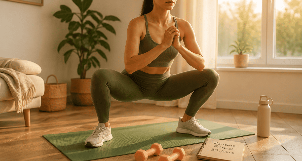 femmes fitness squat sumo sur tapis salon