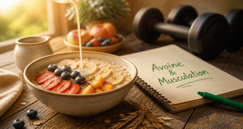 bol flocons d'avoine musculation et haltères