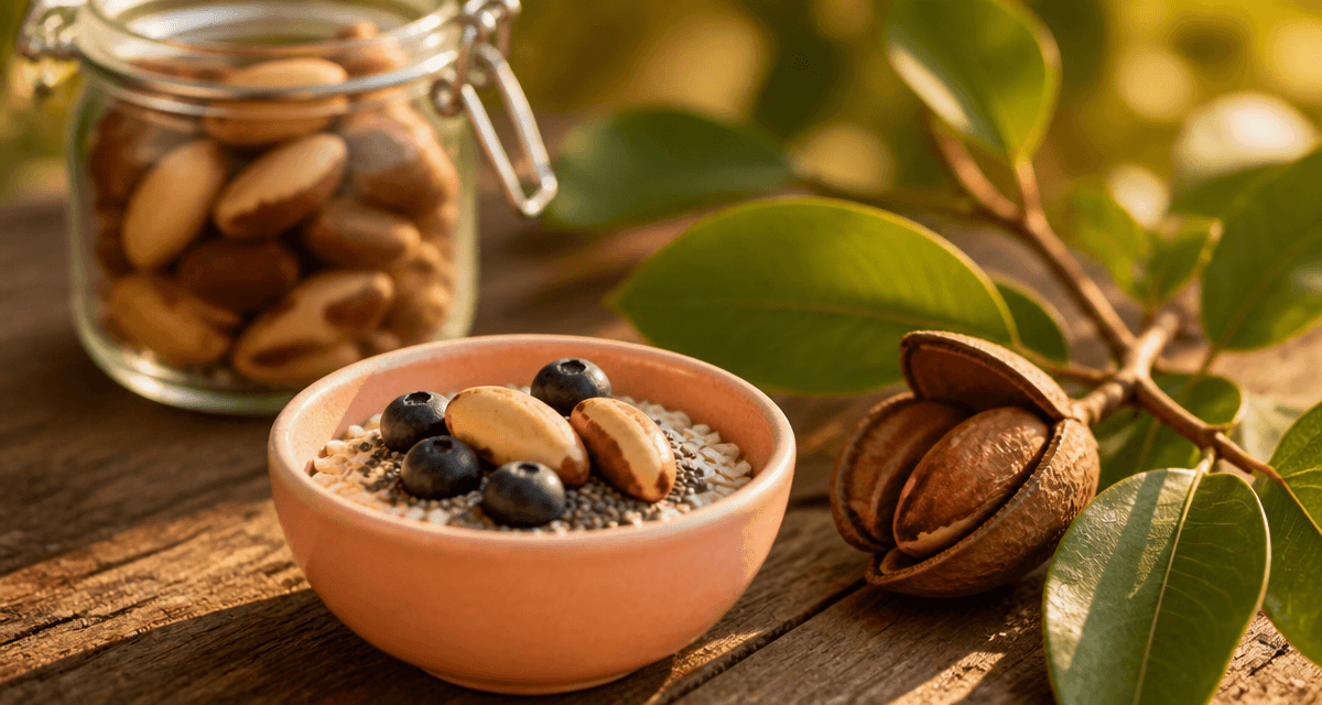 noix du bresil et selenium dans bol sur table