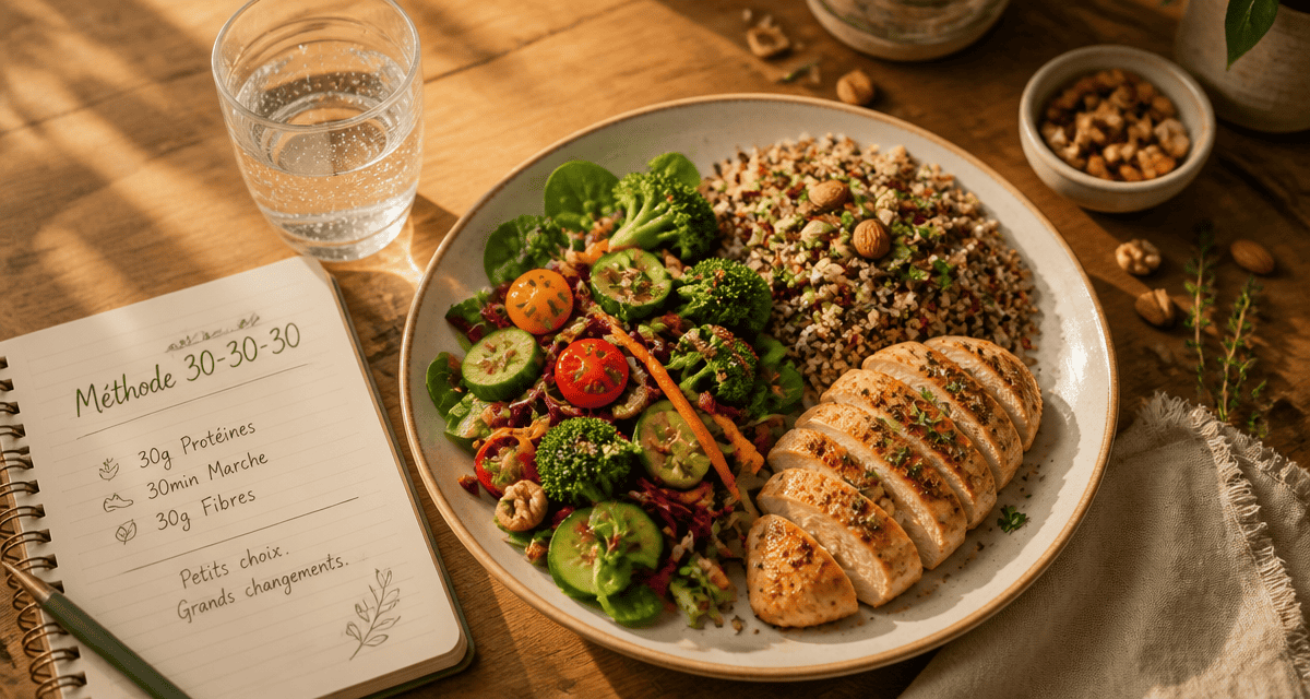Plan alimentaire pour perte de poids assiette équilibrée légumes poulet quinoa