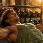 prise de masse musculaire jeune homme développé couché