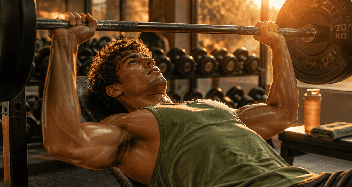 prise de masse musculaire jeune homme développé couché