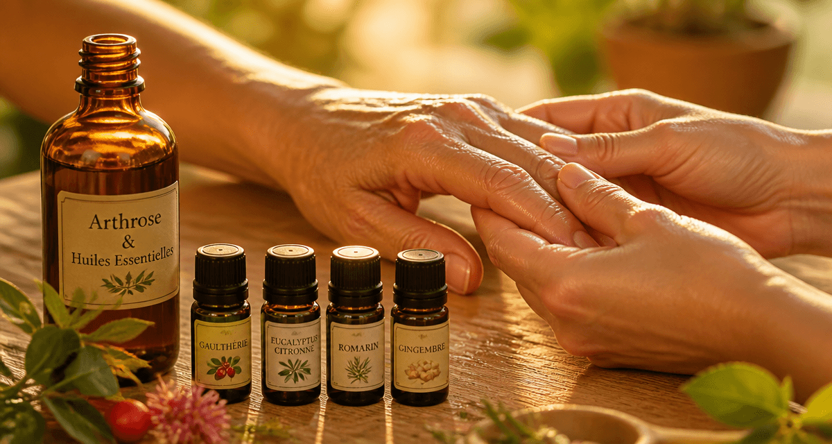 quelle huile essentielle pour l'arthrose des doigts, massage mains, flacons huiles