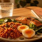 repas riche en proteine assiette lentilles saumon oeuf