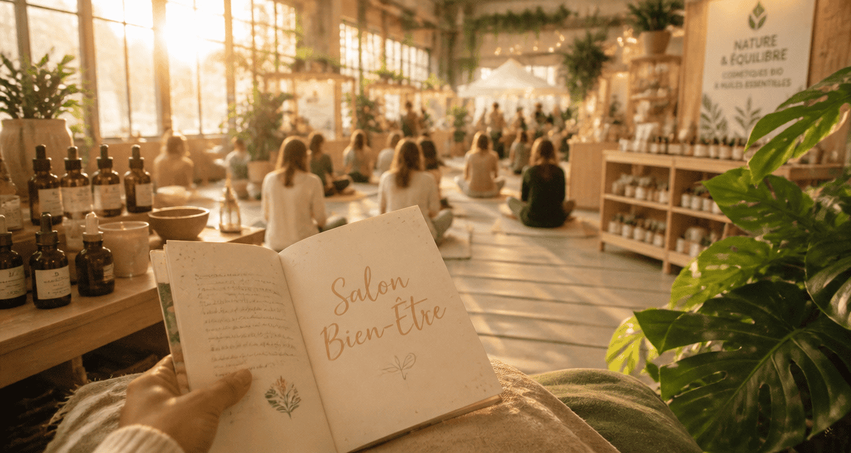 Salon bien etre ce week end, visiteurs sur tapis, stands bien-être