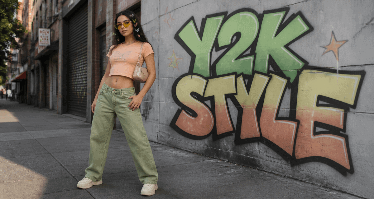 tenue annee 2000 jean baggy baby tee sac baguette