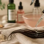 Acide hyaluronique cheveux : sérum hydratant sur mèche