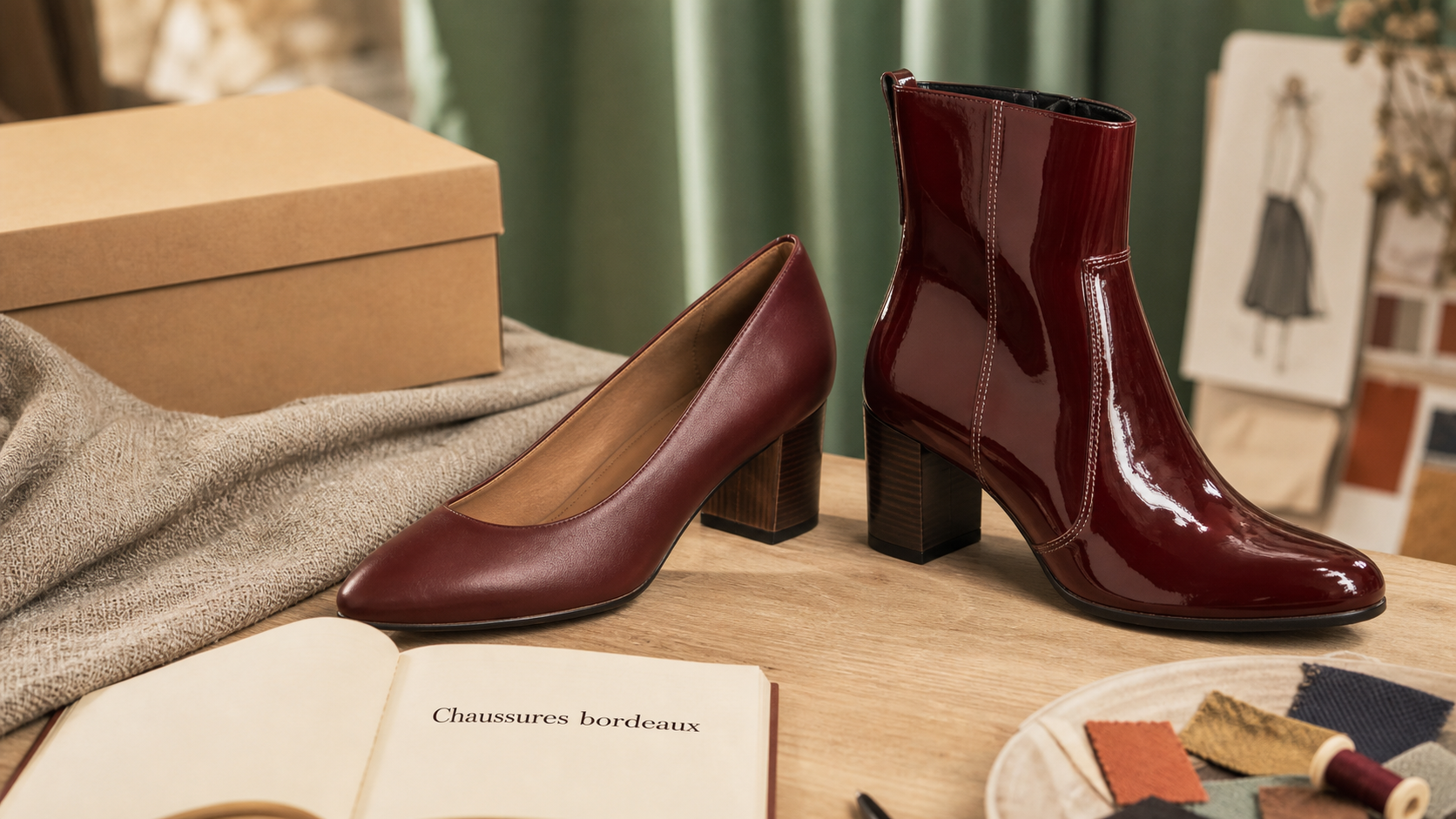 Chaussure bordeaux femme : bottine et escarpin en cuir bordeaux