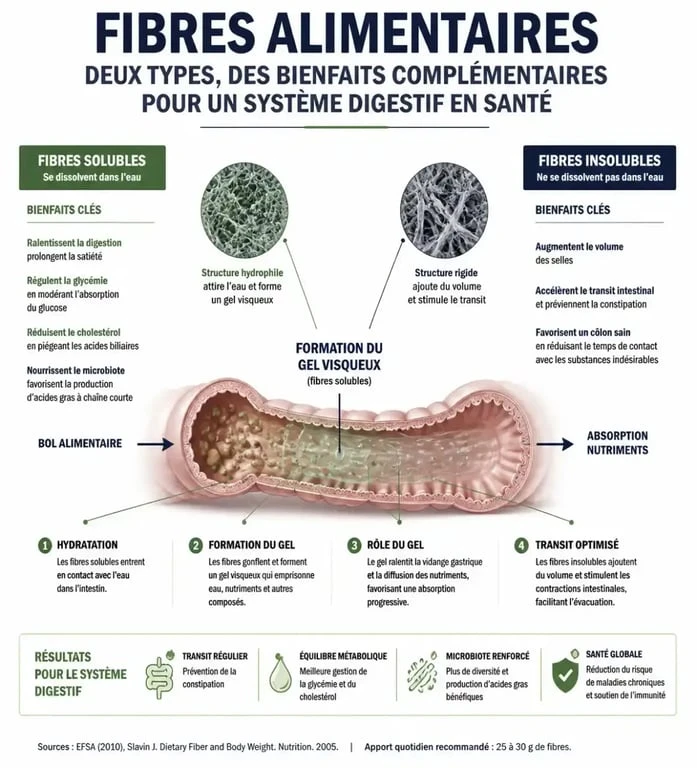 Infographie sur les bienfaits des boissons riches en fibres pour la santé digestive