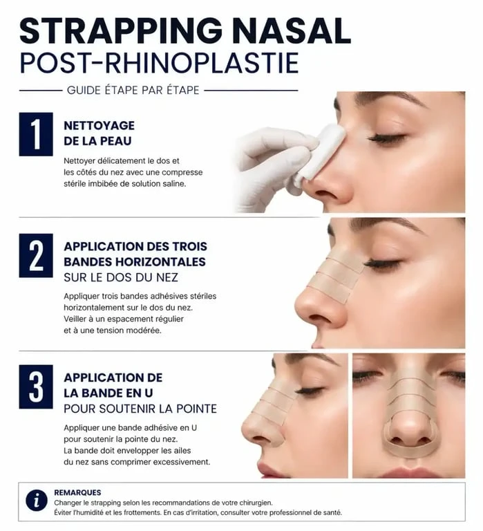 Étapes du strapping nasal après une rhinoplastie pour optimiser la cicatrisation