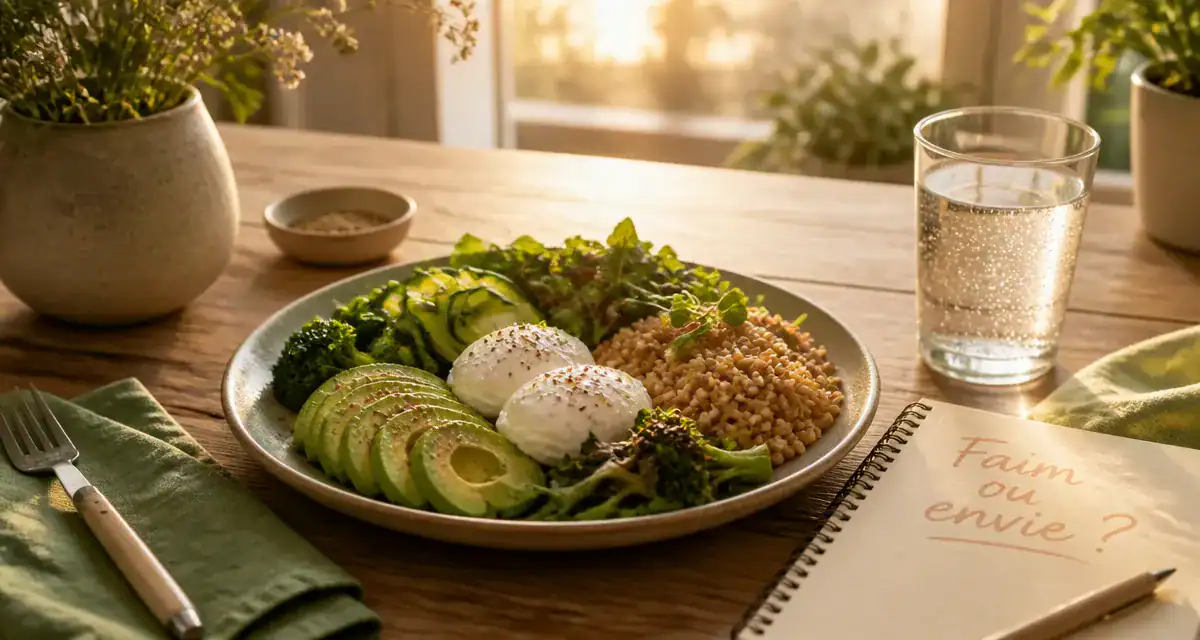 j ai faim tout le temps assiette équilibrée légumes œufs